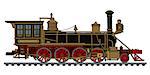 Hand drawing of a vintage black american wild west steam locomotive