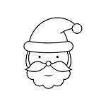 Santa Claus head line icon on white background