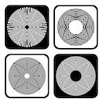 Circle in square design elements set. Vector art.