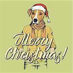 Russell Terrier Dog vector Christmas concept. Illustration of dog  in human shirt celebrating new year