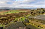 Stanage Edge and millstones in autumn, Hathersage, Peak District National Park, Derbyshire, England, United Kingdom, Europe