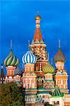 St. Basil's Cathedral lit up at night, UNESCO World Heritage Site, Moscow, Russia, Europe