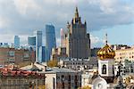 View of old and new skyscrapers, Moscow, Russia, Europe