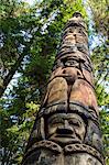 Mosquito Legend Pole, Tlingit totem pole, rainforest, summer, Sitka National Historic Park, Sitka, Baranof Island, Alaska, United States of America, North America