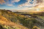 Lake Gormire and The Vale of York from Whitestone Cliffe, along The Cleveland Way, North Yorkshire, Yorkshire, England, United Kingdom, Europe