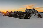 Rochefort ridge with Dent du Geant, Mont Blanc Glacier, Chamonix-Mont-Blanc, Haute-Savoie, Auvergne-Rhone-Alps, France, Europe