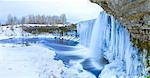 Winter ice covered and snowy waterfall, Estonia, Europe