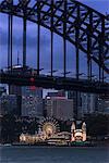 Sydney Harbour Bridge with Luna Park amusement park on North shore, Sydney, New South Wales, Australia, Pacific