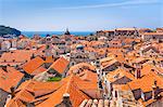 Terracotta tile rooftop view of Dubrovnik Old Town, UNESCO World Heritage Site, Dubrovnik, Dalmatian Coast, Croatia, Europe