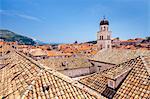 Rooftop view of Franciscan Church, bell tower and Monastery, Dubrovnik Old Town, UNESCO World Heritage Site, Dubrovnik, Croatia, Europe