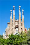 La Sagrada Familia church designed by Antoni Gaudi, back view, UNESCO World Heritage Site, Barcelona, Catalonia (Catalunya), Spain, Europe