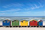 Beach huts on Muizenburg Beach, Cape Town, Western Cape, South Africa, Africa