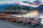 Rowing boats for hire, Keswick, Derwentwater, Lake District National Park, Cumbria, England, United Kingdom, Europe