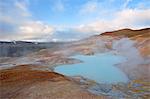 Smoking sulfur hotpool, Hverir Geothermal Area,Norðurland eystra, Iceland, Europe.