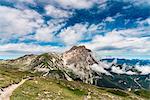 Centenario pathway with Gran Sasso in background, Campo Imperatore, L'Aquila province, Abruzzo, Italy, Europe