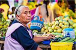 Portrait of woman selling fruit and vegetables at the Tianguis de los Martes (Tuesday Market) in San Miguel de Allende, Mexico