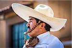 Close-up portrait of a Traditional cowboy in the Mexican Independence Day parade in San Miguel de Allende, Mexico