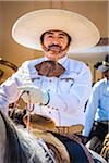 Portrait of a traditional Mexican cowboy in the Mexican Independence Day parade in San Miguel de Allende, Mexico
