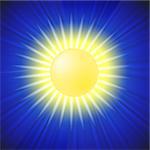 Sun Icon Isolated on Blue Sky Background