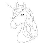 Head of hand drawn unicorn on white background. Coloring page for children and adult.Vector illustration.