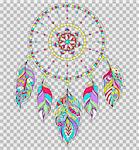 Vector illustration of dreamcatcher on transparent background.