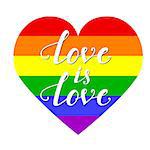 Vector illustration of lgbt heart with hand drawn inscription on white background.