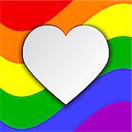 Vector illustration of lgbt flag with white heart