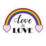 Vector illustration of lgbt rainbow with hand drawn inscription on white background.
