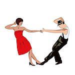 Couple man and woman dancing, vintage dance, retro vector illustration