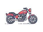 Cool biker motorcycle. Motobike chopper isolated on white background. Vector illustration