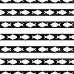 black and white seamless pattern with fish. vector
