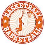 Basketball grunge rubber stamp on white background, vector illustration