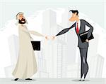 Vector illustration of mutual cooperation of businessmen