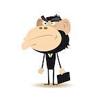 Illustration of a monkey businessman looking for money