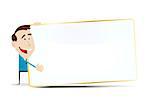 Illustration of a cartoon businessman holding sign for your advertisement