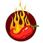 Vector illustration of a hot jalapeno or chili peppers in fire.