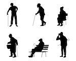 Vector illustration of a six silhouettes of older people