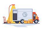 Fast express delivery. Van for transporting cargo. Vector flat illustration