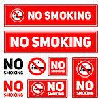 No Smoking labels set on a white background perfect for making stickers for shops and accommodation on the website or blogs isolated vector illustration eps10