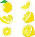 Lemon slices, collection of vector illustrations on a transparent background