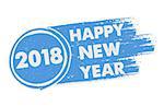 happy new year 2018 in drawn blue banner, holiday concept
