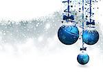 Christmas Background with Blue Baubles - Festive Illustration, Vector