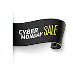 Realistic curved paper banner. Ribbon. Black friday or cyber monday sale. Vector illustration