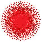 Abstract round red background with music hearts. vector illustration.