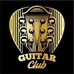 vector logo template with plectrum and guitar