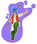 illustration of Sikh Punjabi Sardar doing bhangra dance on holiday like Lohri or Vaisakhi