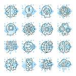 Icon set for artificial intelligence ai concept various symbols. For web, sites, mobile applications and other. Techno, online design, business, gui, ui. Editable Stroke