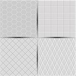 Set of abstract background, seamless textures from white tiles, vector illustration.