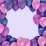 Colored balloons on purple background Vector illustrator