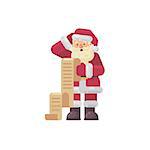 Confused Santa Claus reading a kids letter. Christmas character flat illustration